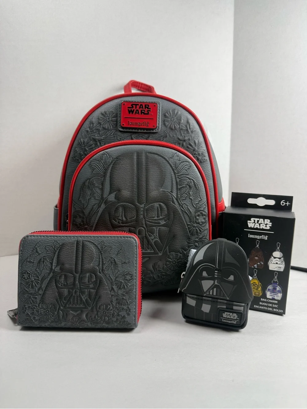 Loungefly Star Wars Darth Vader Embossed Floral Mini Backpack & Wallet & Charm